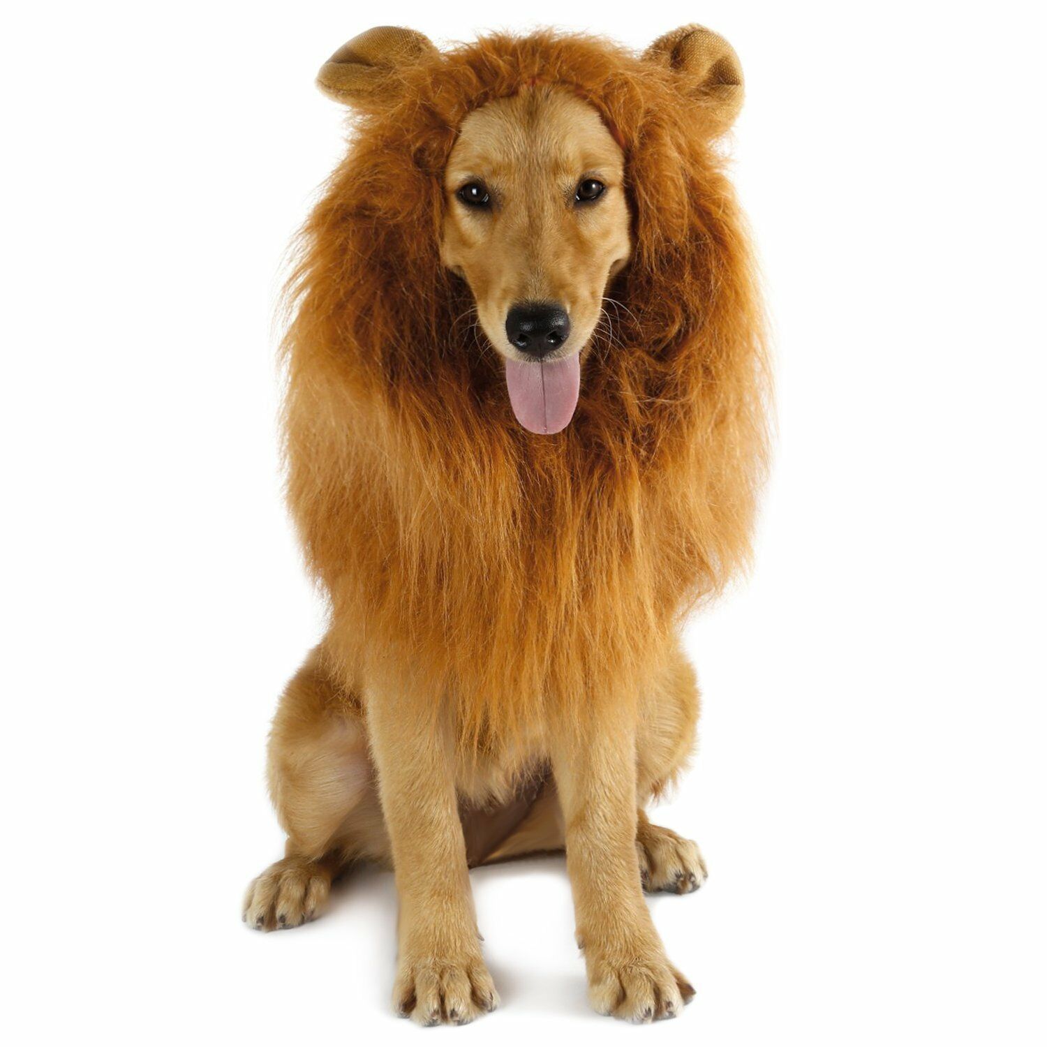 Pet Costume Lion Mane Wig W/ Ears For Large Dog Halloween Clothe Fancy Dress Up