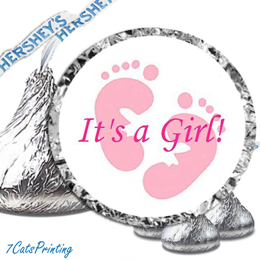 Baby Shower Decorations Pink Its A Girl Hershey Kiss Stickers Fits Kisses Labels