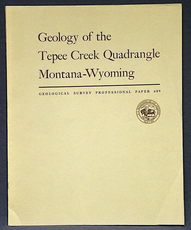 Usgs Tepee Creek, Yellowstone Park, Wy & Mt, Report Color Geologic Map, 1969