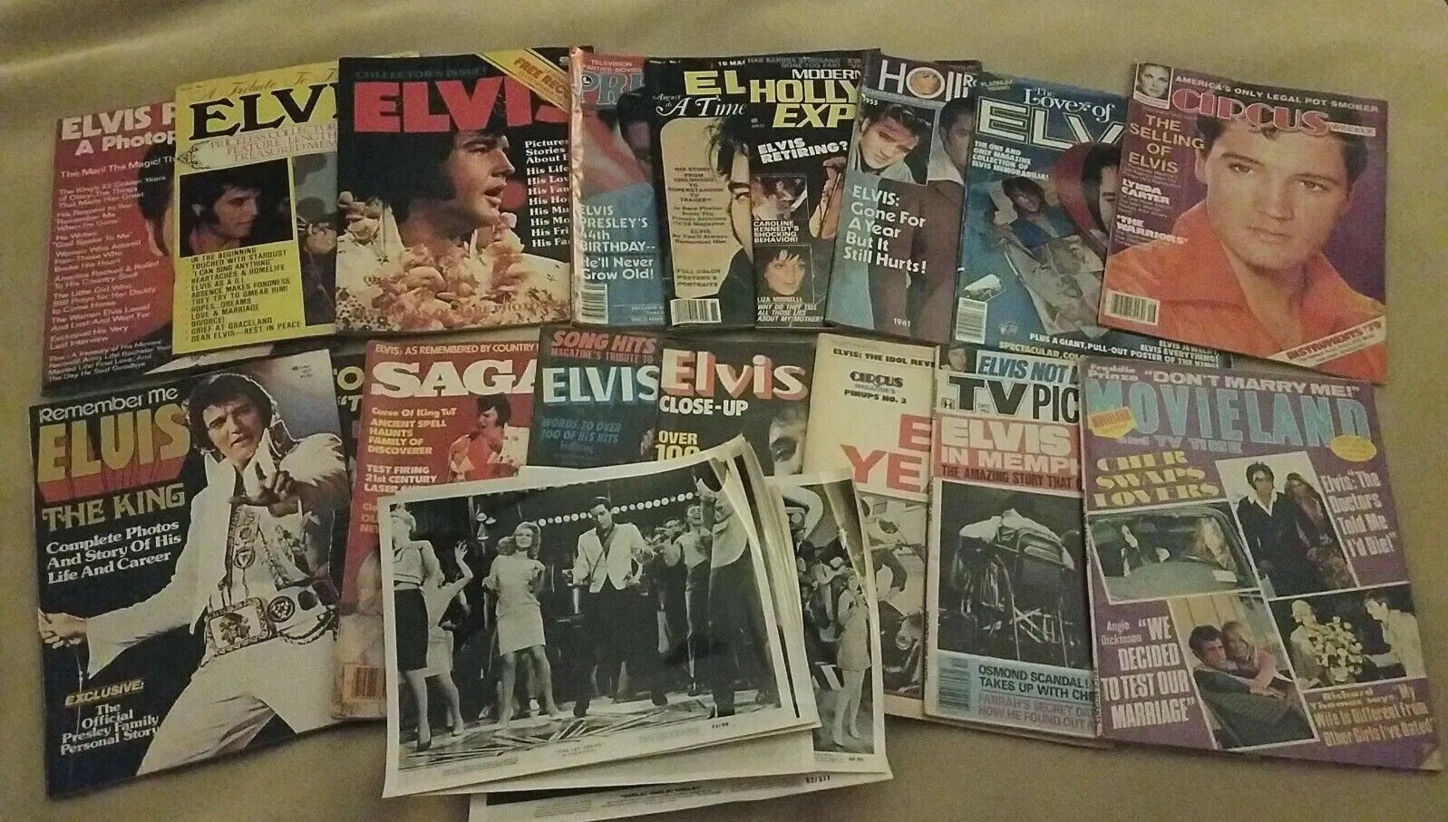 Elvis Presley Vintage Magazine Lot Of 17 Movieland Circus Saga Record 1975-1979