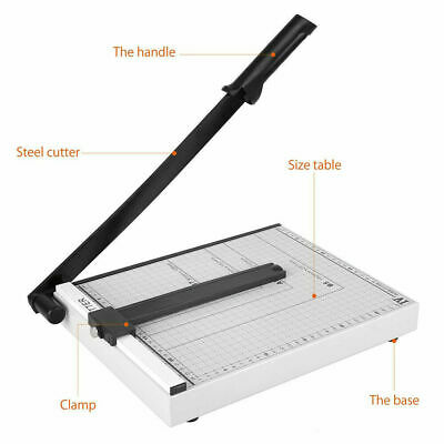 Paper Cutter 12" A4 To B7 Metal Base Guillotine Page Trimmer 15 Sheets Capacity
