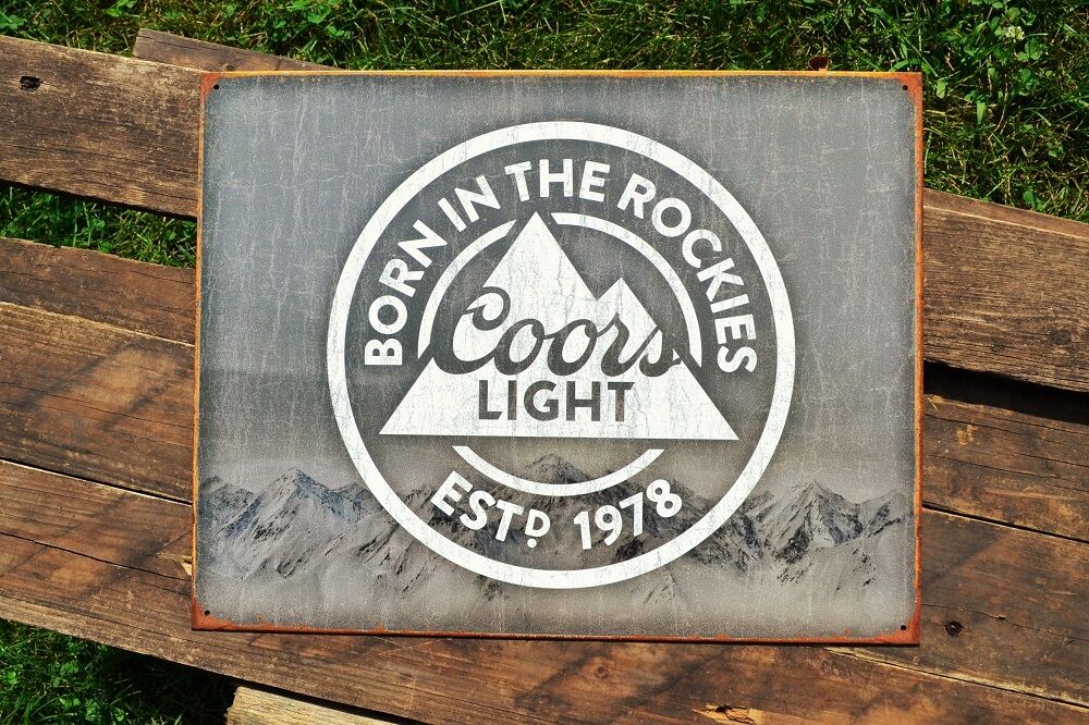 Coors Light Tin Metal Sign - Est. 1978 Born In The Rockies - Silver Bullet Beer