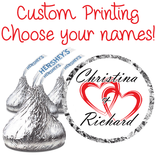 Custom Names Wedding Decorations Party Favor Stickers Fits Hershey Kiss Hearts