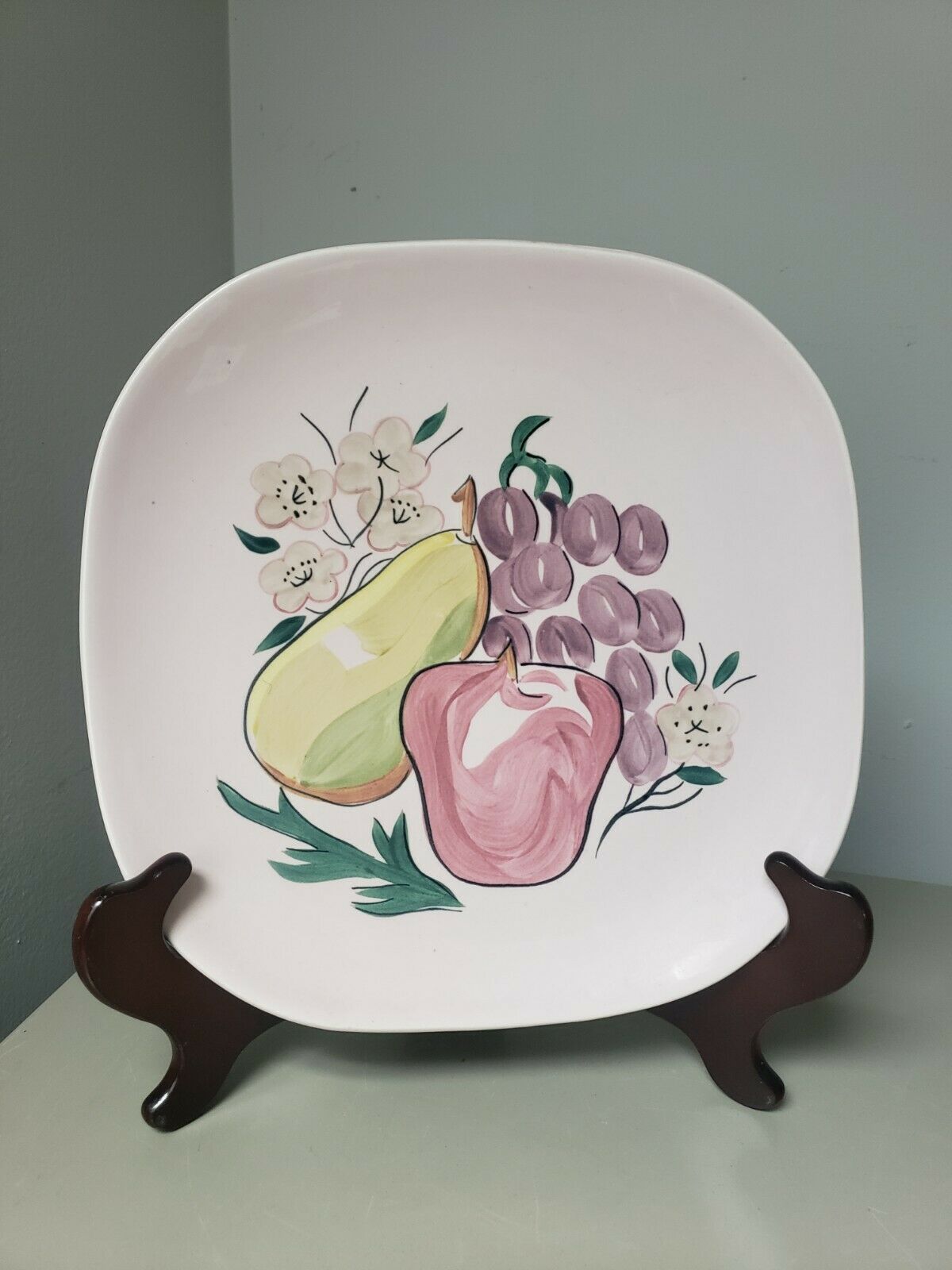 Excellent~ Wing Fruit Pattern Mcm W/ Pink/fruit/flowers-mid Century Dinner Plate