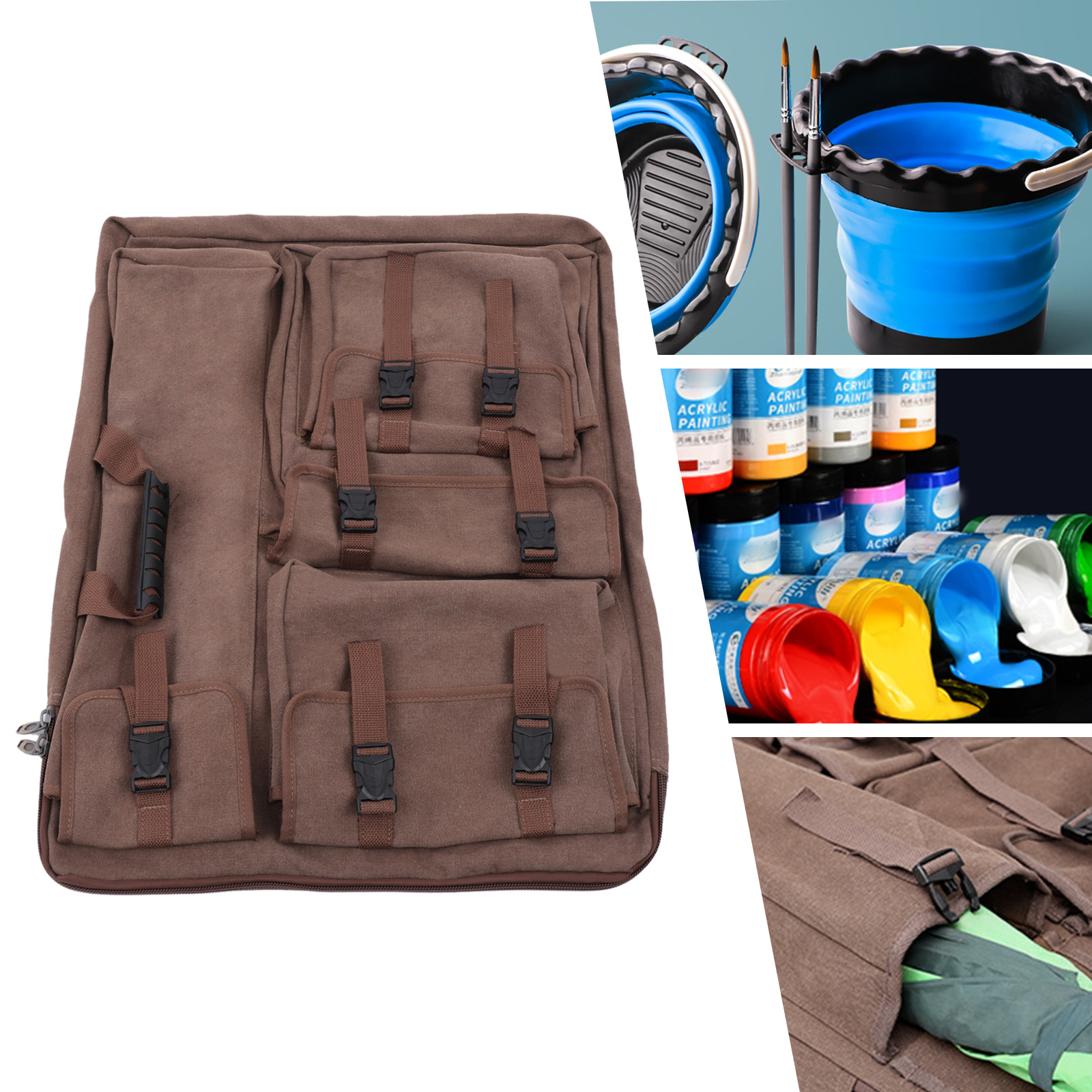 4k Art Painting Bag Coffee Canvas Artist Portfolio Carry Case Storage Backpack